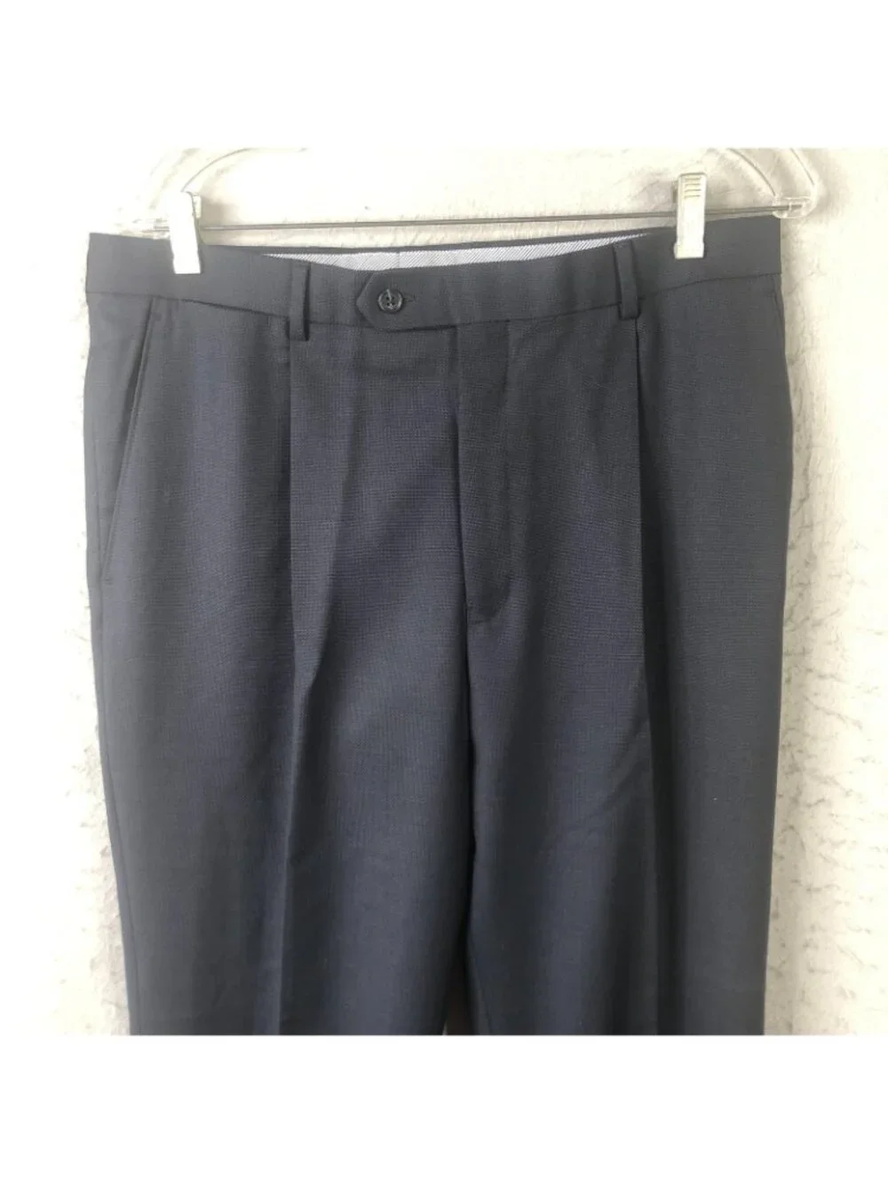 Hart Schaffner Marx Pants Mens 35 Blue Wool Performance Traveler Chicago Fit - Picture 12 of 15
